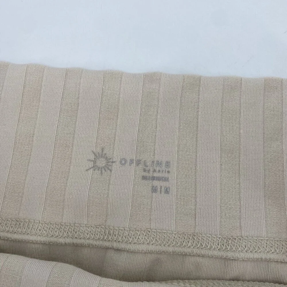 Aerie OG Groove Mini Skirt Size Medium Ribbed Stretch OFFLINE Beige